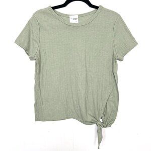 Wandering Dreams Light Green Tie Front T-Shirt Textured Knit Girls XL